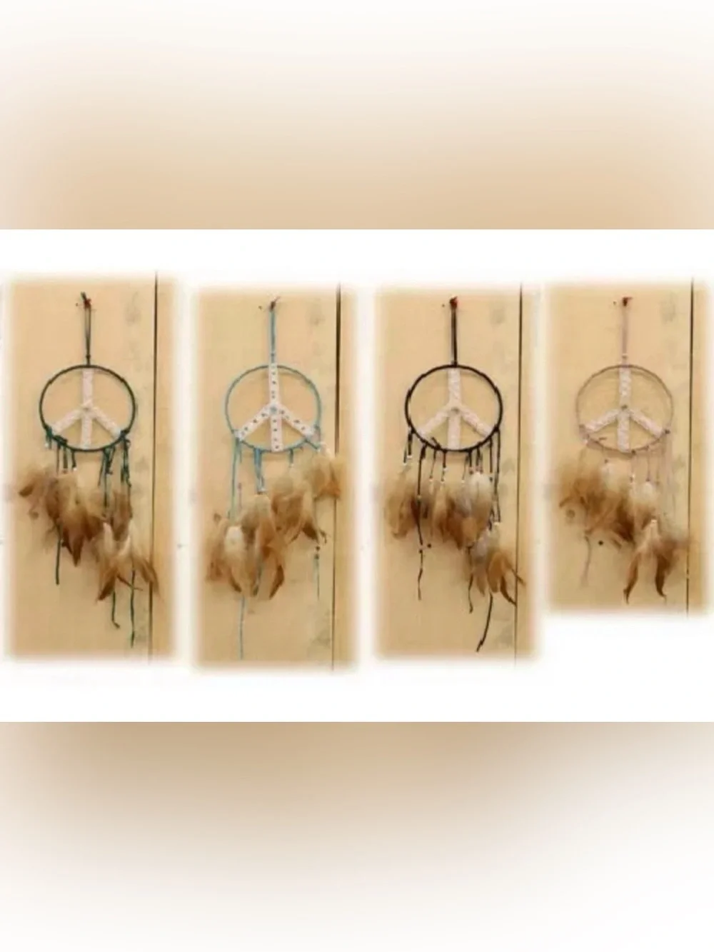 Bohemian Teal Dreamcatcher Wall Tapestry with Natural Feathers